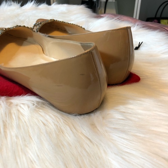 Christian Louboutin Tan Crystal Love Flats 40 - Picture 6 of 7